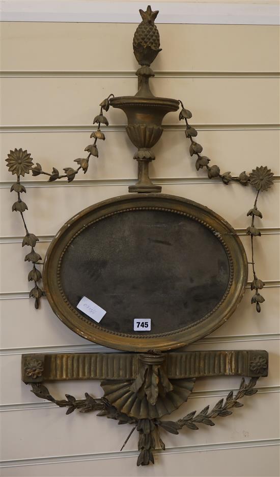 A gilt frame mirror, H.84cm